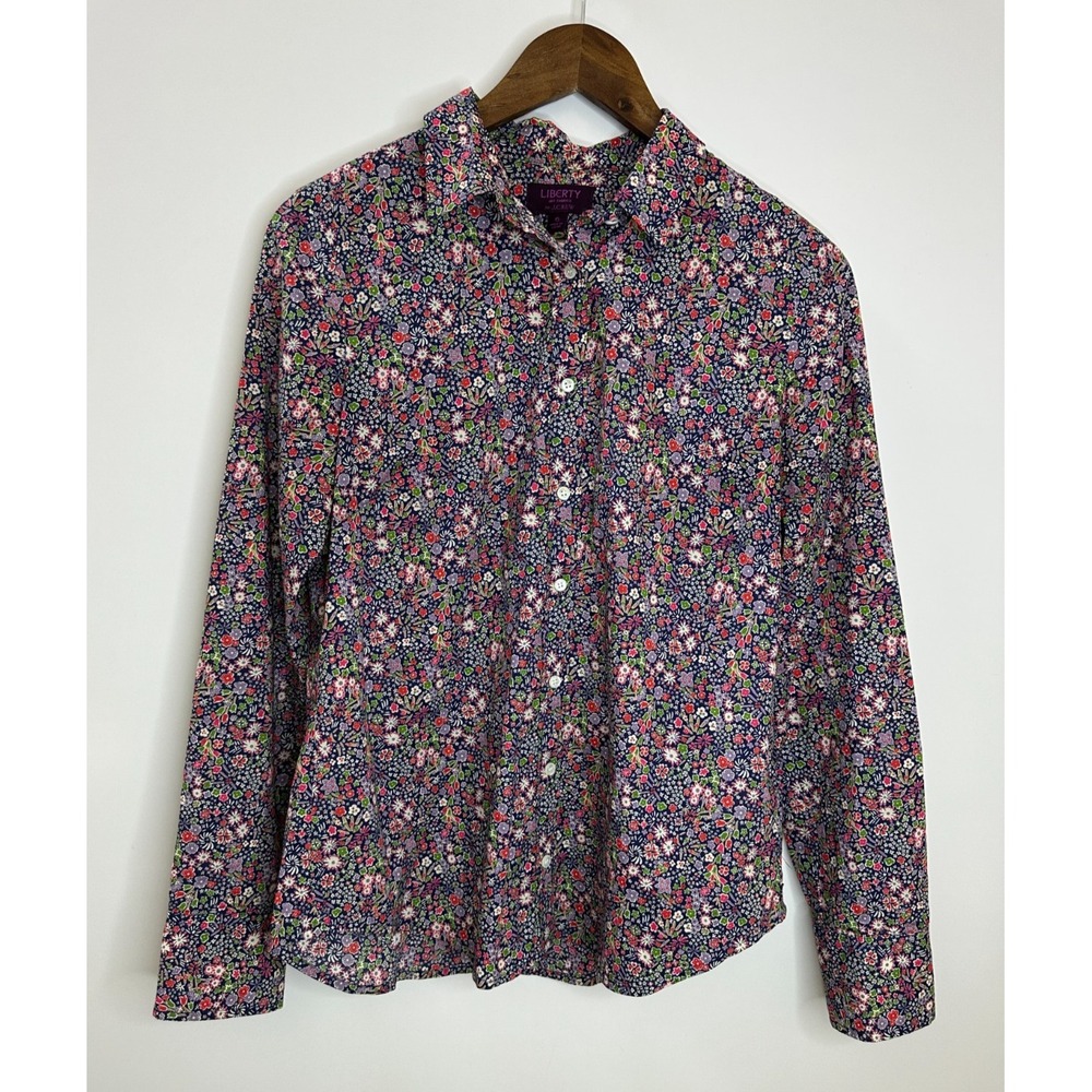 J.Crew Liberty Kayoko Floral Indigo Sunset Perfect Shirt G0534 Women's Size 6 - Picture 11 of 11